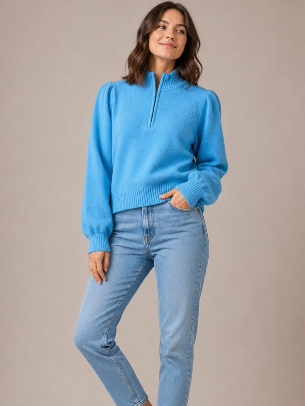 Universal Thread Light Blue Half-Zip Turtleneck Sweater